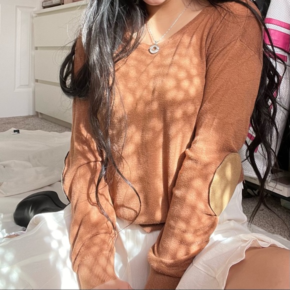 CAMEL BROWN LONG SLEEVE TOP WITH ELBOW PADS - Picture 2 of 4